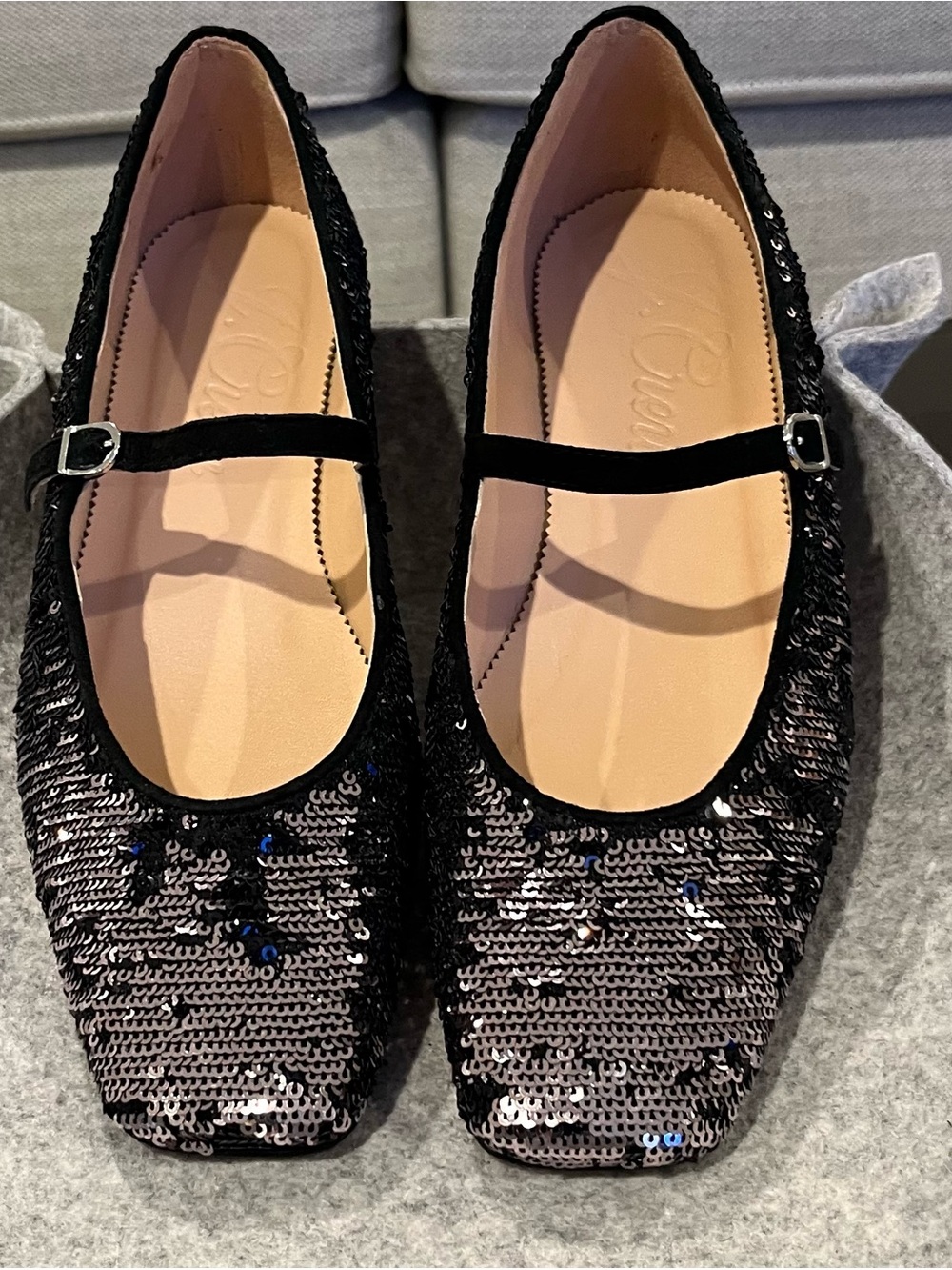 J. Crew Sequin Mary Jane Flats with Buckle